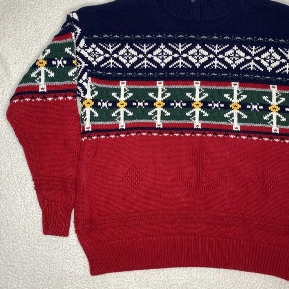 Vintage Nautica Snowflake Mock Neck Sweater: Size Large